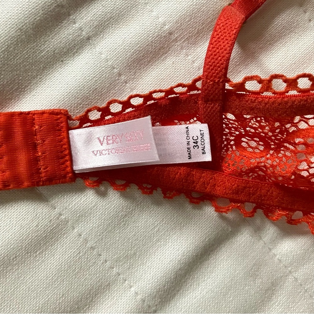 Victoria’s Secret unlined push up bra/ bright orange/ 34C - Picture 4 of 4